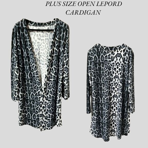 NWOT Women's Plus Size Leopard Print Long Sleeve Open Cardigan. - Picture 1 of 13